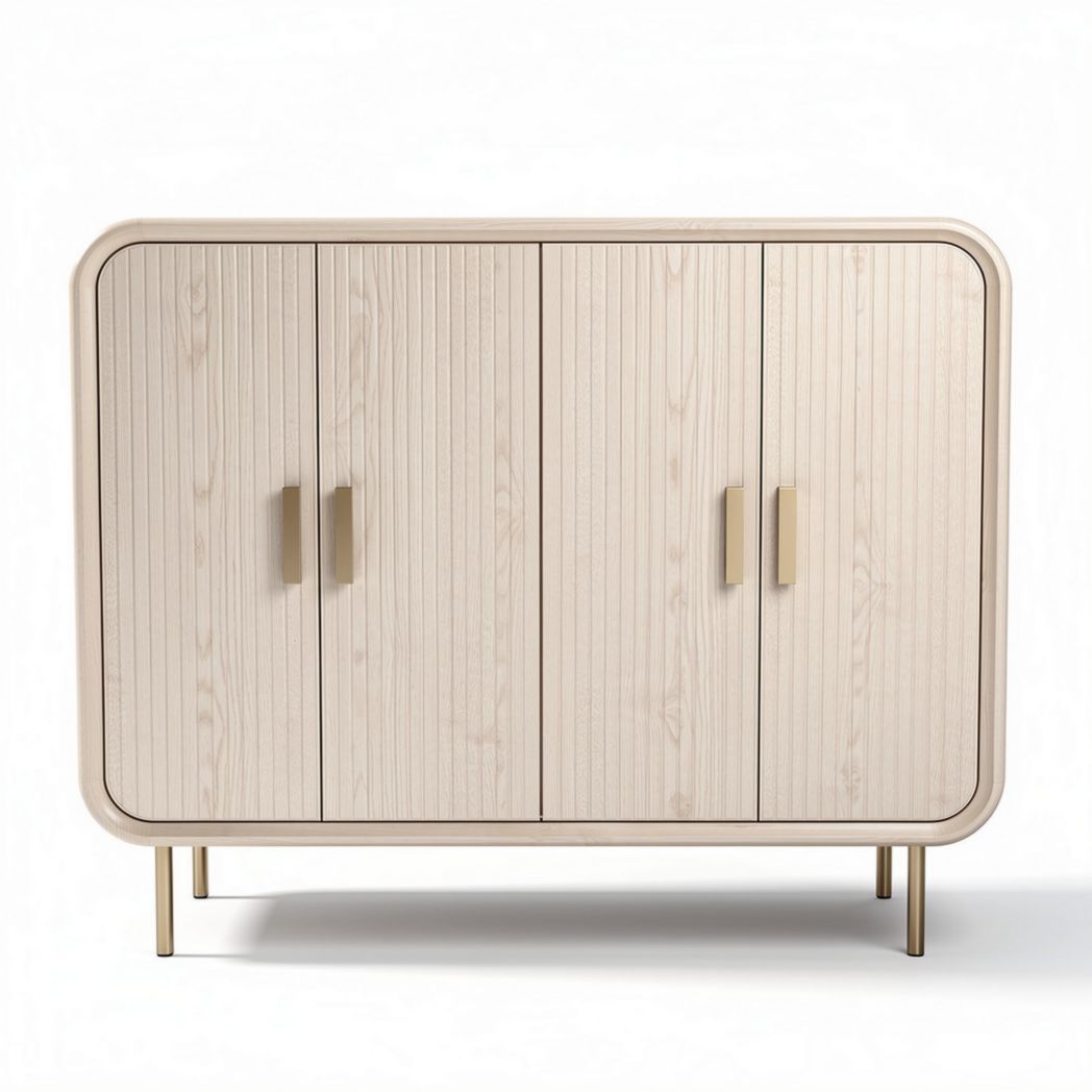 Wooden sideboard with four doors and gold handles 90 x 40 x 75cm