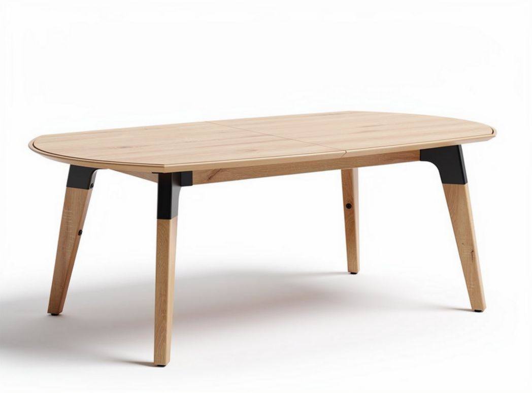 Wooden dining table with black metal legs 150 x 90 x 75cm
