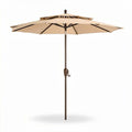 Patio umbrella with adjustable height 9 feet in beige polyester fabric