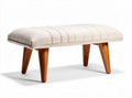 Cozy upholstered bench with wooden legs 100 x 40 x 45cm in cream color