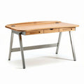 Bamboo and metal writing desk with two drawers and ergonomic design 120 x 60 x 75cm