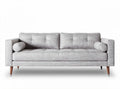Modern grey upholstered sofa with wood legs and detachable cushions 180 x 80 x 70cm