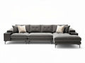 L-shaped sectional sofa with fabric upholstery and wooden accent tables 250 x 200 x 85cm